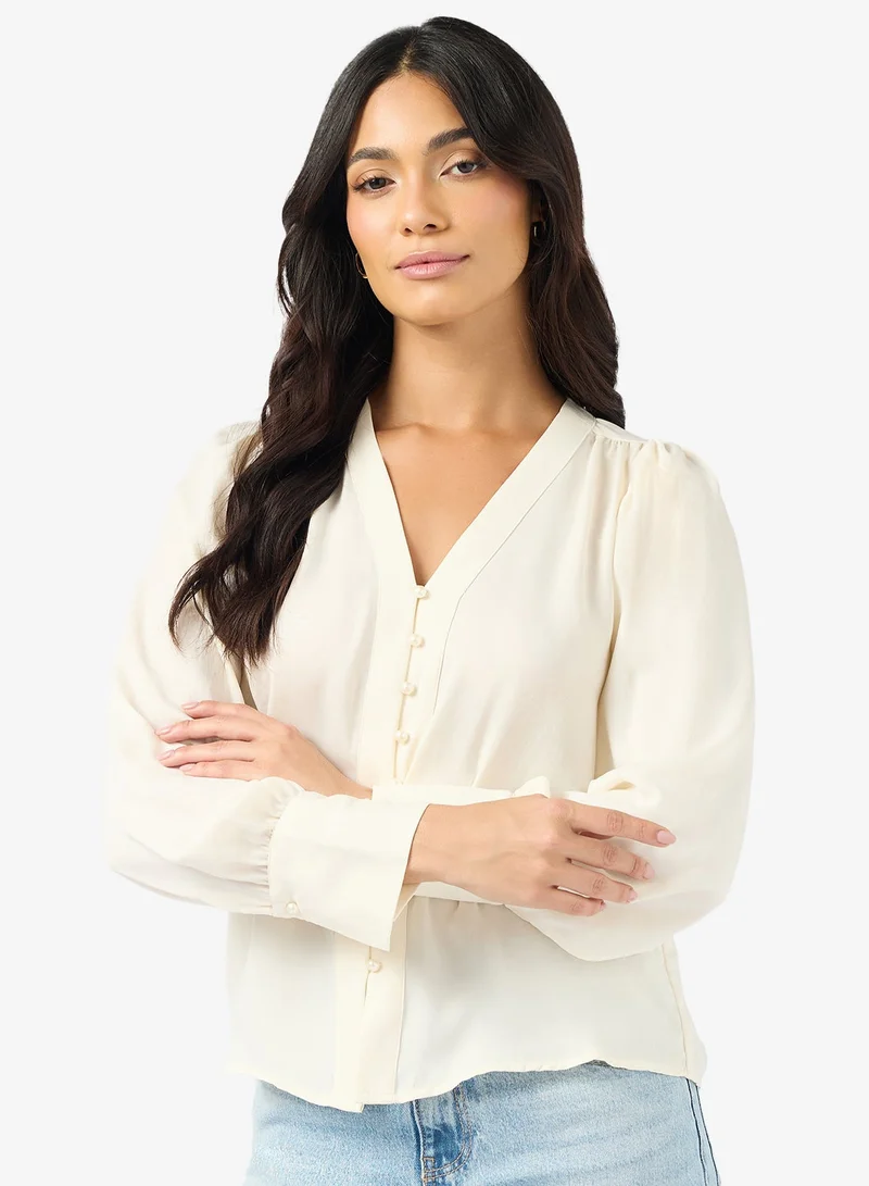 VERO MODA Vmfasana V-Neck Long Sleeve Woven Shirt