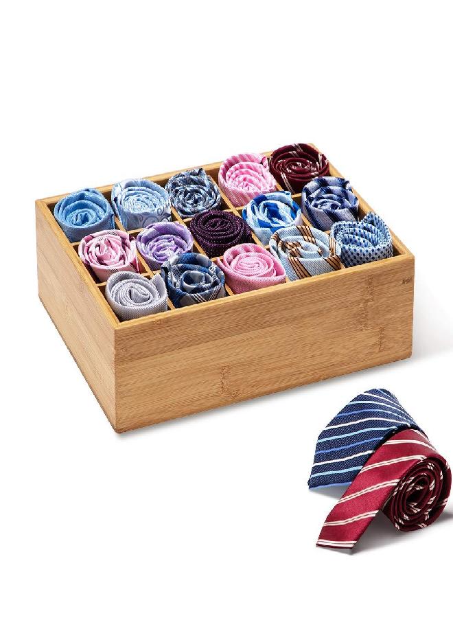 GOBAM GOBAM Bamboo Closet Drawer Divider - Storage Organizer with 15 Compartments, Drawer Organizer, Storage Box for Belts, Ties, Bras, Briefs, Socks & Jewelry - Natural 