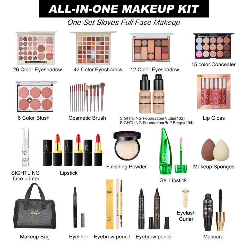 SIGHTLING All in One Makeup Kit for Women Full Kit, Travel Makeup Kit, Makeup Gift Set for Women & Girls, Makeup Essential Bundle Include Foundation Eyeshadow Palette Lipstick Eyebrow Pencil Cosmetic Brush Set - Image 2