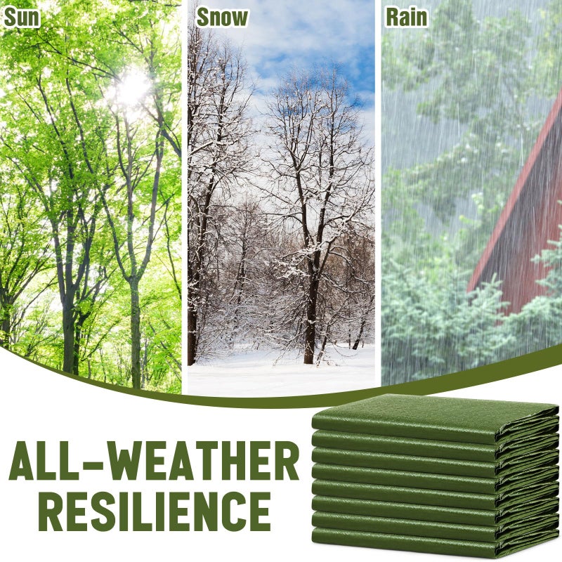 GliCraft 8 Pack 6 x 8 ft 5.5 Mil Large Tarps Heavy Duty Waterproof Tarp Multi Purpose Tent Cover for Home Boats Cars Camping Patio Furniture Roof Emergency Rain Protective Cover, Army Green - Image 5