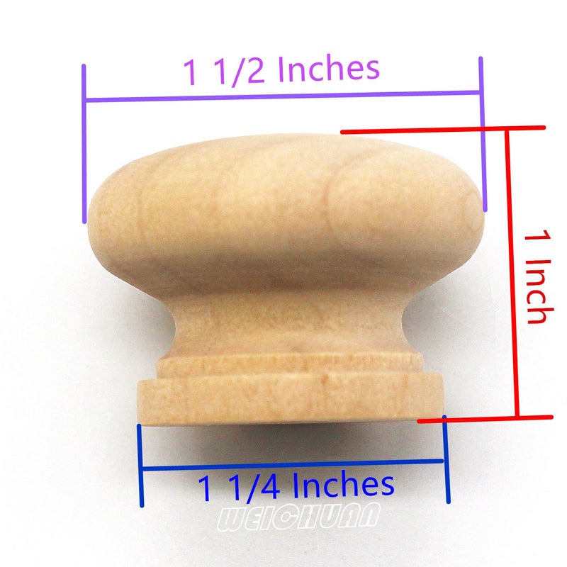 WEICHUAN 15PCS Round Wood Unfinished Cabinet Furniture Drawer Knobs Pulls Handles (Diameter: 1-1/2 Inches Height: 1 Inch) - Image 4