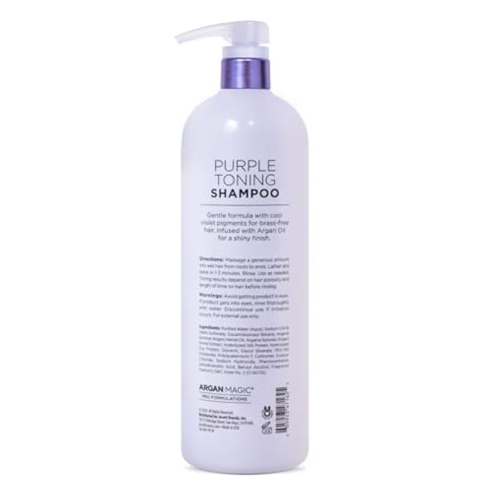 Argan Magic Purple Toning Shampoo – Neutralizes Brassiness for Blonde, Grey & Highlighted Hair | Infused with Argan Oil | Paraben-Free, Cruelty-Free | Made in USA (32 Oz) - Image 2