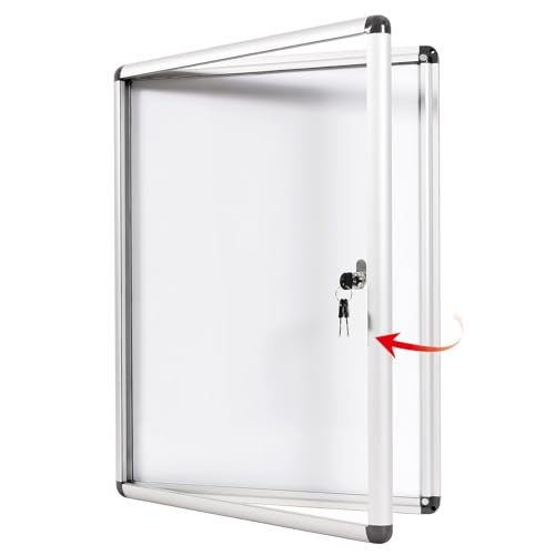S SWANCROWN SWANCROWN Enclosed Bulletin Board Dry Erase Noticeboard Lockable Display Boards White with Aluminium Frame 20x14inch(2xA4) - Image 1