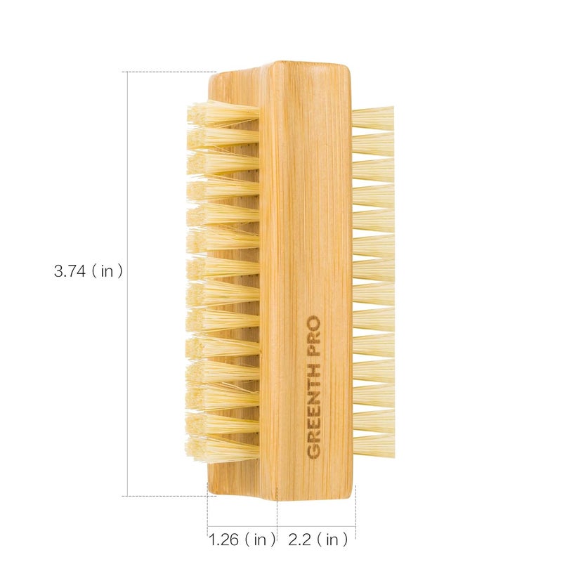 GREENTH PRO Bamboo Nail Brush，2PCS Two-side Firm Nature Wooden Sisal Scrub Brush for Toes and Nails,Cleaning Nail Brush - Image 2