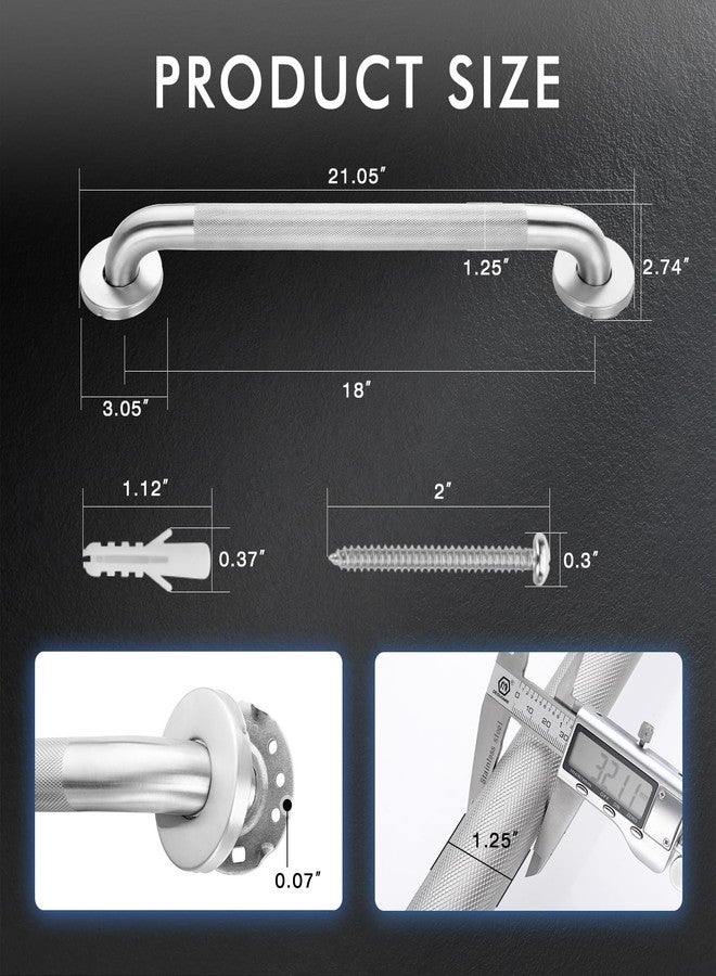 Raemnaky Grab Bars for Bathtubs and Showers, 304 Stainless Steel Handicap Grab Bar, Anti Slip Bathroom Handrail with Knurled Surface, Holds up to 500 LBS Safety Shower Handle for Elderly (18 Inches) - Image 5