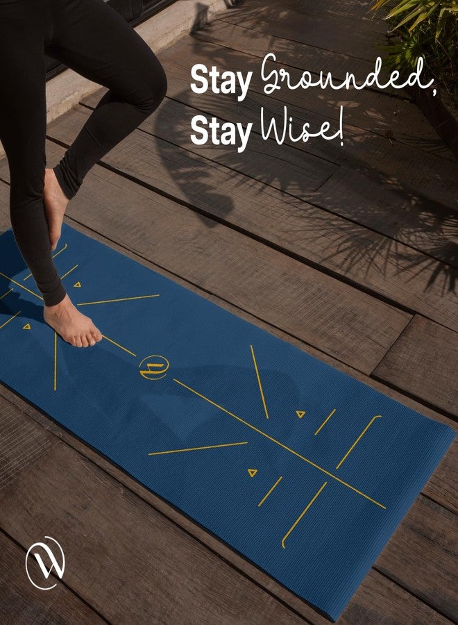 الحكمة والحياة بساط يوغا WiseLife TRU Alignment + حزام يوغا أنيق للرجال والنساء (مادة ProBalance TPE، سمك إضافي 6 مم، طول إضافي، عرض إضافي) (أزرق منتصف الليل) - Image 4