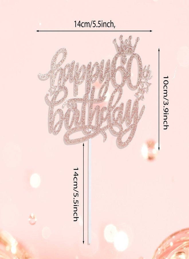 Larrel Happy 60th Birthday Cake Toppers 60 Cake Topper Happy 60th Birthday Decorations Cheers to 60 Years Candles Cakes Decorations with Star Glitter for Celebrating Anniversary Party Supplies(Rose Gold) - Image 2