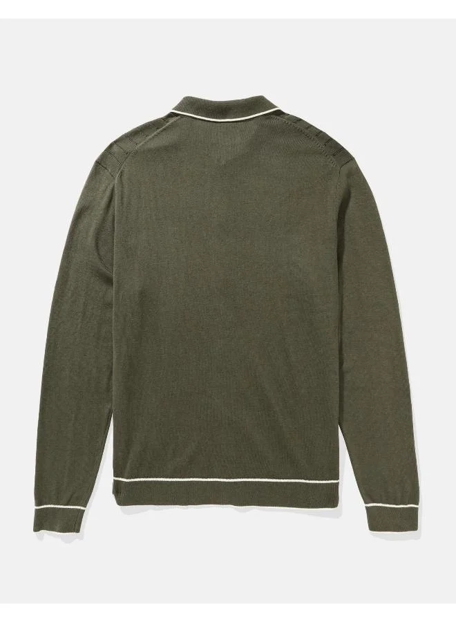 امريكان ايجل AE Long-Sleeve Tipped Sweater Polo Shirt