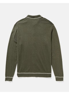 American Eagle AE Long-Sleeve Tipped Sweater Polo Shirt  - Image 4