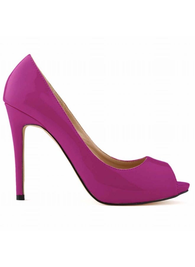 Loquat Korean Style Matte Peep-Toe Stiletto Heels 11cm Purple  - Image 1