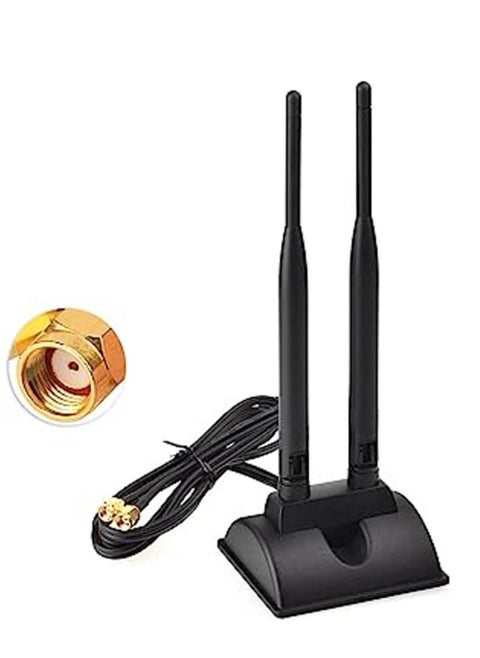 Eightwood Dual WiFi Antenna with RP-SMA Male Connector, 2.4GHz 5GHz Dual Band Antenna Magnetic Base for WiFi Wireless Router Mobile Hotspot