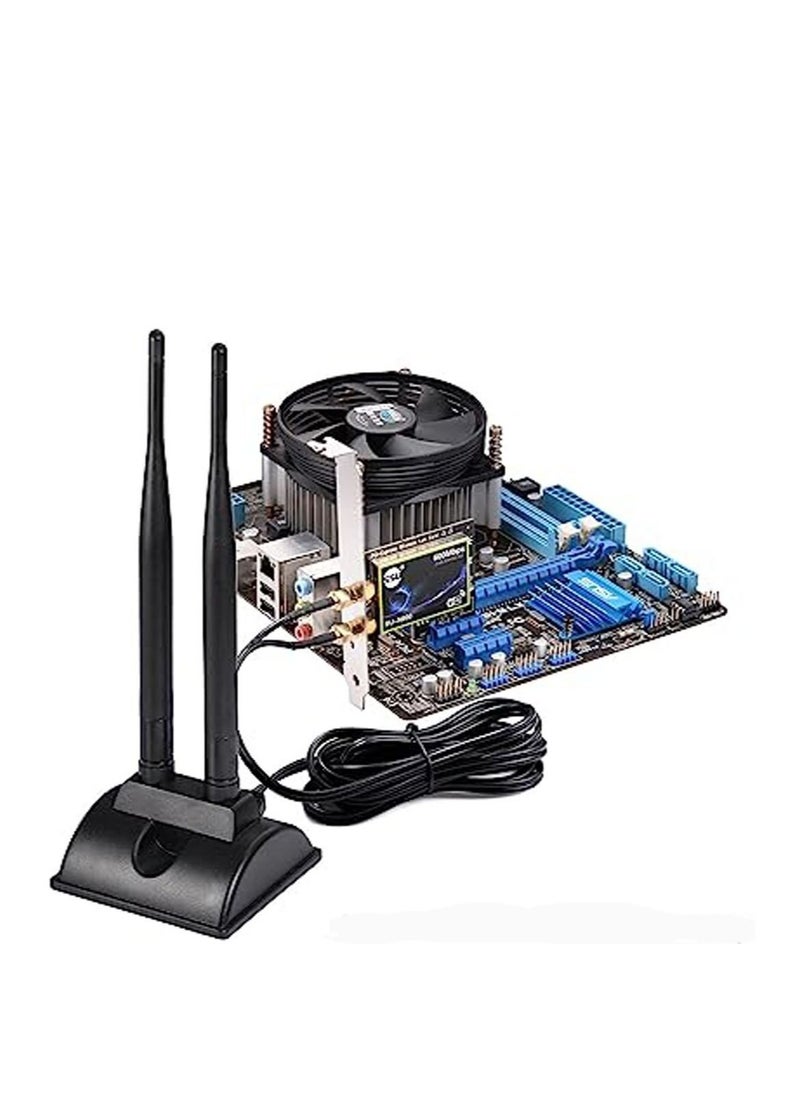 Generic - Eightwood Dual WiFi Antenna with RP-SMA Male Connector, 2.4GHz 5GHz Dual Band Antenna Magnetic Base for WiFi Wireless Router Mobile Hotspot - Image 1