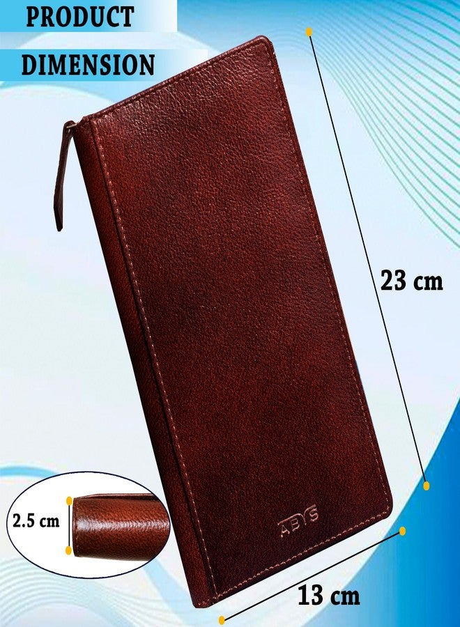 ABYS حافظة جوازات سفر من الجلد الطبيعي البني الداكن من ABYS للرجال والنساء | محفظة سفر بسحاب | حافظة جوازات سفر عائلية لأربعة أشخاص (بني قهوة) - Image 3