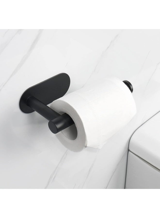 Toilet Paper Holder Self Adhesive, Premium Thicken SUS304 Stainless Steel Rustproof Adhesive Toilet Roll Holder no Drilling for Bathroom, Kitchen, Washroom (1 Pack, Matte Black) - Image 1