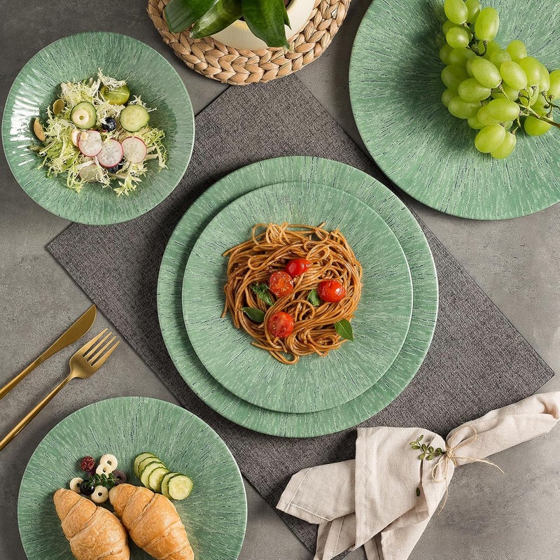 Miss Yip MissYIP 12 Pcs Dinnerware Set  Unbreakable Dish Set for 4 Dishwasher Safe Plates and Bowls  Ideal for Party Camping Indoor and Outdoor Use Vintage Green - Image 5