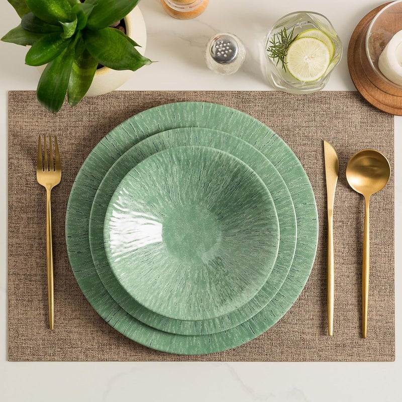 Miss Yip MissYIP 12 Pcs Dinnerware Set  Unbreakable Dish Set for 4 Dishwasher Safe Plates and Bowls  Ideal for Party Camping Indoor and Outdoor Use Vintage Green - Image 4