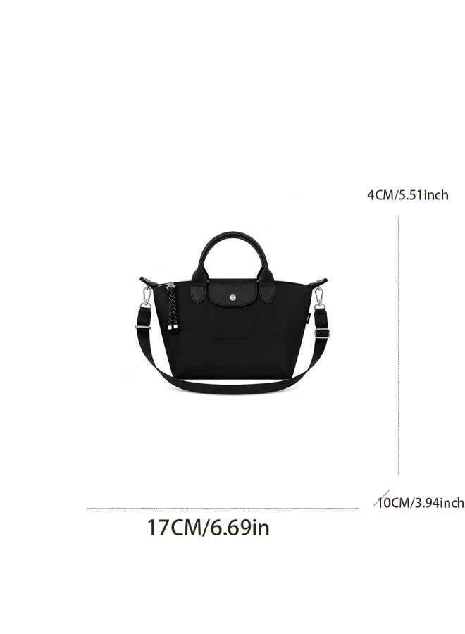 Energy Series Mini Black Tote Bag for Women, Woven Textile with Detachable Crossbody Strap - Image 2