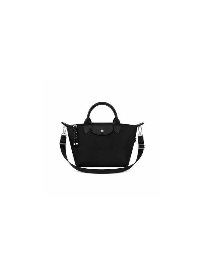 Energy Series Mini Black Tote Bag for Women, Woven Textile with Detachable Crossbody Strap - Image 1