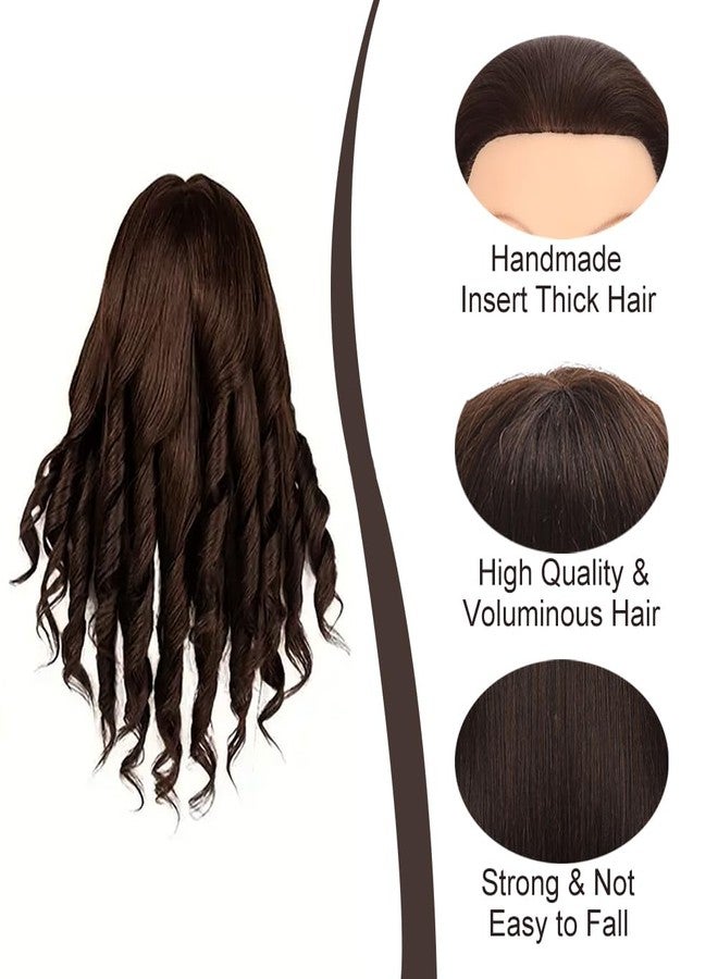 Opini 26”-28”Mannequin Head 80% Real Hair Manikin Head Cosmetology Doll Head for Styling Mannequin Head Human Hair (#4 Dark Brown) - Image 2