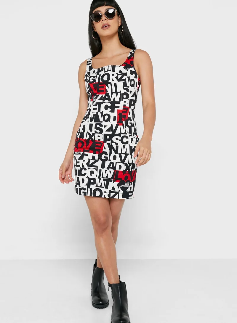 Love Moschino Square Neck Knitted Dress