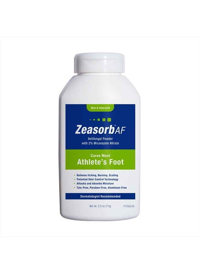 Zeasorb Super Absorbent Athlete's Foot Antifungal Treatment Powder, Dermatologist Recommended, Patented Odor Control Technology, with 2% Miconazole Nitrate and Soothing Aloe, Talc-Free, 2.5 oz Bottle  - Image 1