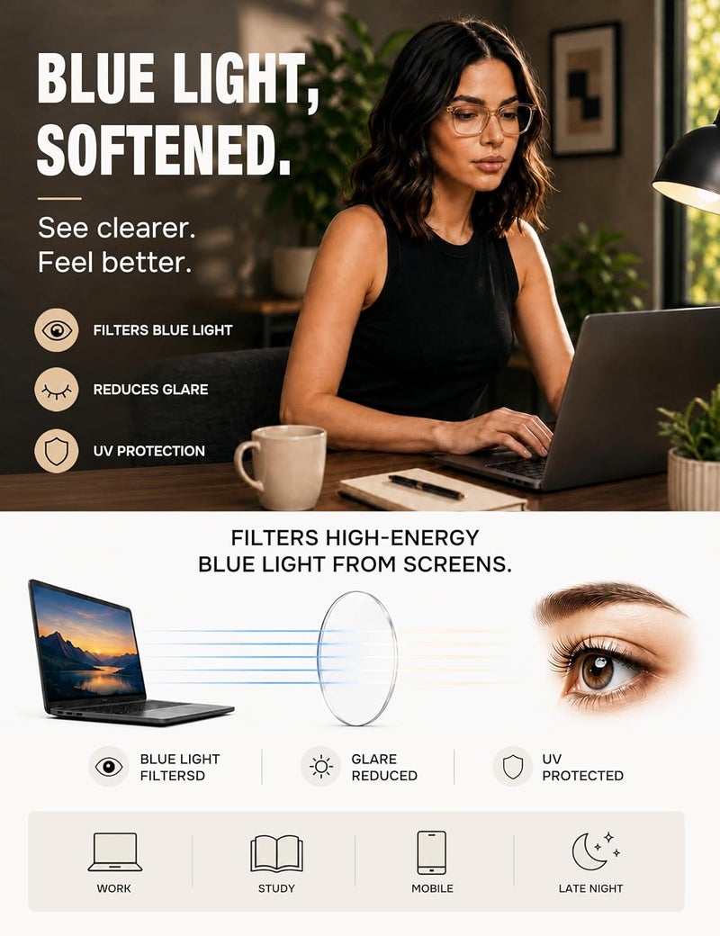 Blue Light Blocking Glasses for Women Men TR90 Frame Square Nerd Eyeglasses Anti Blue Ray Computer Screen Glasses - Image 4