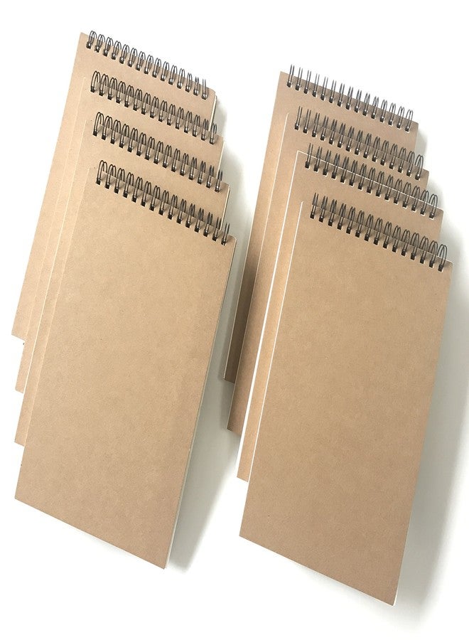 VEEPPO A5 Top Spiral Top Big Wire Journals Bulk Steno Pads Blank/Lined Kraft Brown Cardboard Cover Thick Cream Writing Pad Sketchbook Scrapbook Album (Horizontal Blank White-Pack of 8) - Image 2