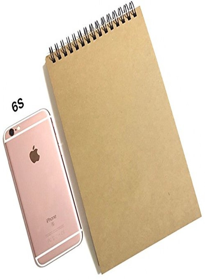 VEEPPO A5 Top Spiral Top Big Wire Journals Bulk Steno Pads Blank/Lined Kraft Brown Cardboard Cover Thick Cream Writing Pad Sketchbook Scrapbook Album (Horizontal Blank White-Pack of 8) - Image 4