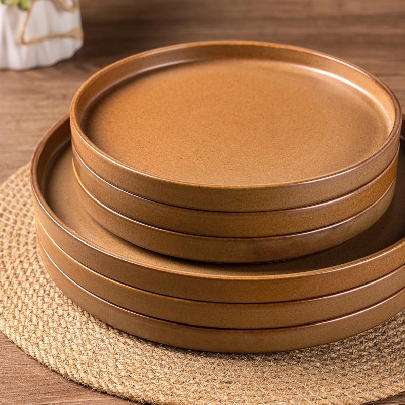 LERATIO طقم أدوات المائدة الخزفية LERATIO لـ 6 أشخاص، أطباق وأوعية عالية الحواف مقاومة للكسر والتشقق، آمنة للاستخدام في الفرن وغسالة الصحون والميكروويف، طقم خدمة لـ 6 أشخاص - Image 5