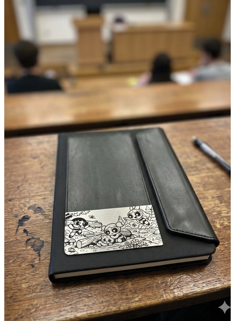 Black Leather Notebook with Powerpuff Girls Design – Cute Cartoon Premium Style - Image 2