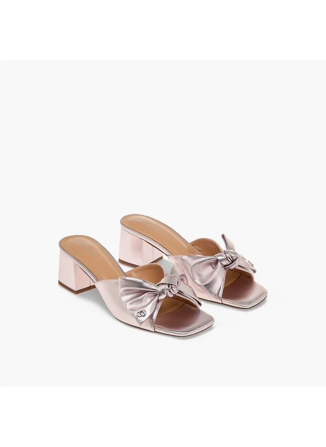 Celeste Women's Bow Detail Slip-On Sandals with Block Heels - J06005-007