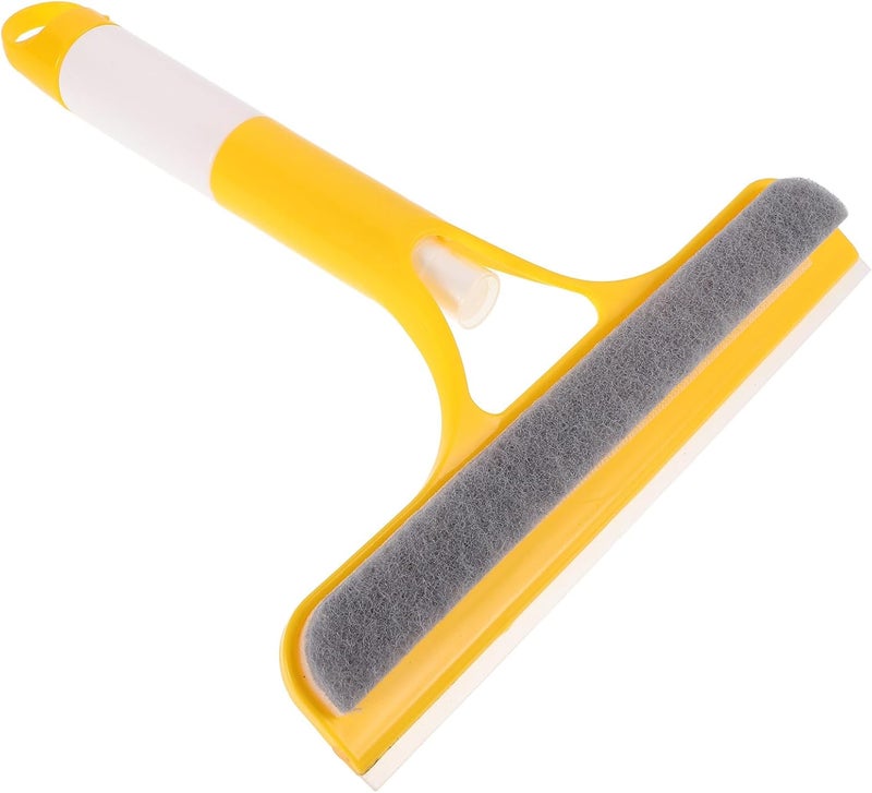 Unomor 3-in-1 Window Cleaner Squeegee with Spray Bottle and Brush, Bathroom Mirror and Shower Glass Scraper Tool, Yellow Multi-Functional Windshield and Household Glass Cleaning Accessory - Image 1