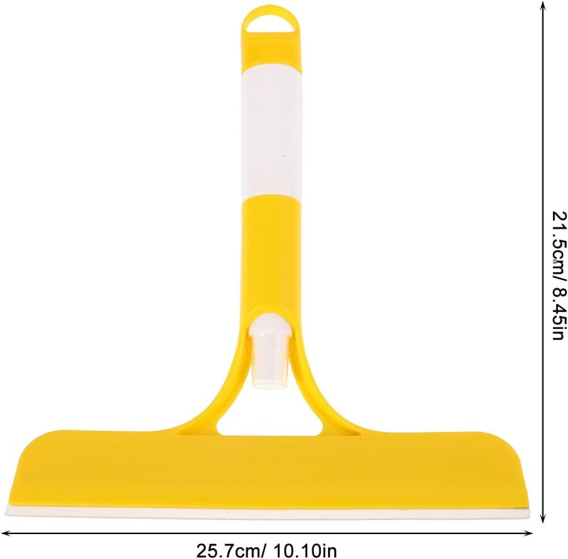Unomor 3-in-1 Window Cleaner Squeegee with Spray Bottle and Brush, Bathroom Mirror and Shower Glass Scraper Tool, Yellow Multi-Functional Windshield and Household Glass Cleaning Accessory - Image 2