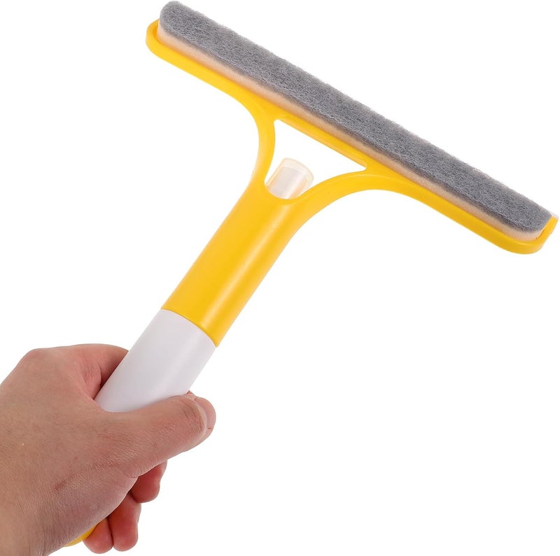 Unomor 3-in-1 Window Cleaner Squeegee with Spray Bottle and Brush, Bathroom Mirror and Shower Glass Scraper Tool, Yellow Multi-Functional Windshield and Household Glass Cleaning Accessory - Image 4