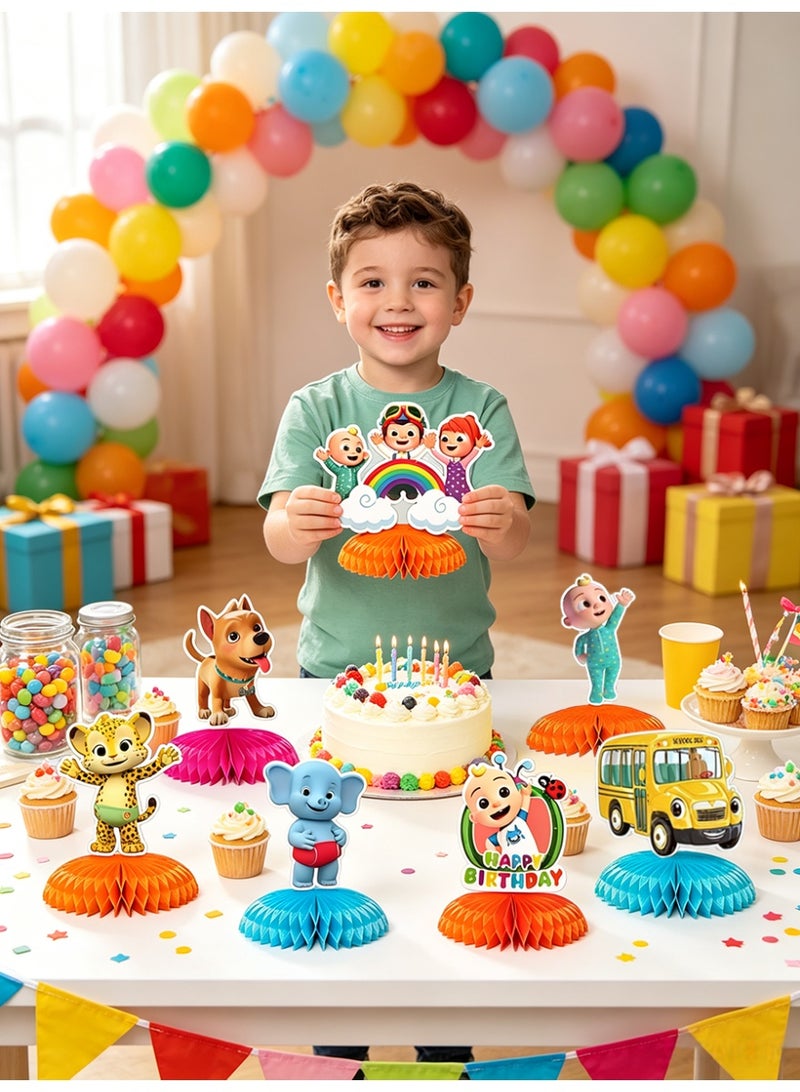 ILovhaprty Cocomelon Honeycomb Centerpieces – 9pcs JJ & Friends Table Decorations, Honeycomb Centerpiece Set for Cocomelon Theme Birthday Party Decoration Supplies - Image 5
