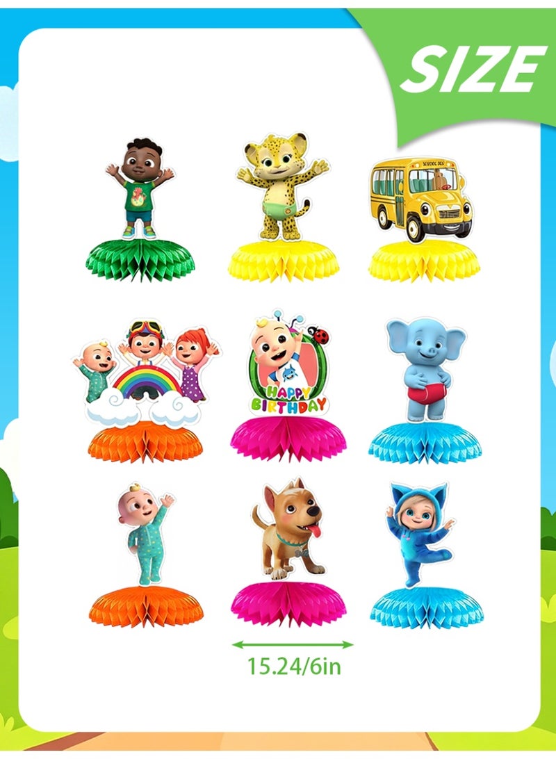 ILovhaprty Cocomelon Honeycomb Centerpieces – 9pcs JJ & Friends Table Decorations, Honeycomb Centerpiece Set for Cocomelon Theme Birthday Party Decoration Supplies - Image 3