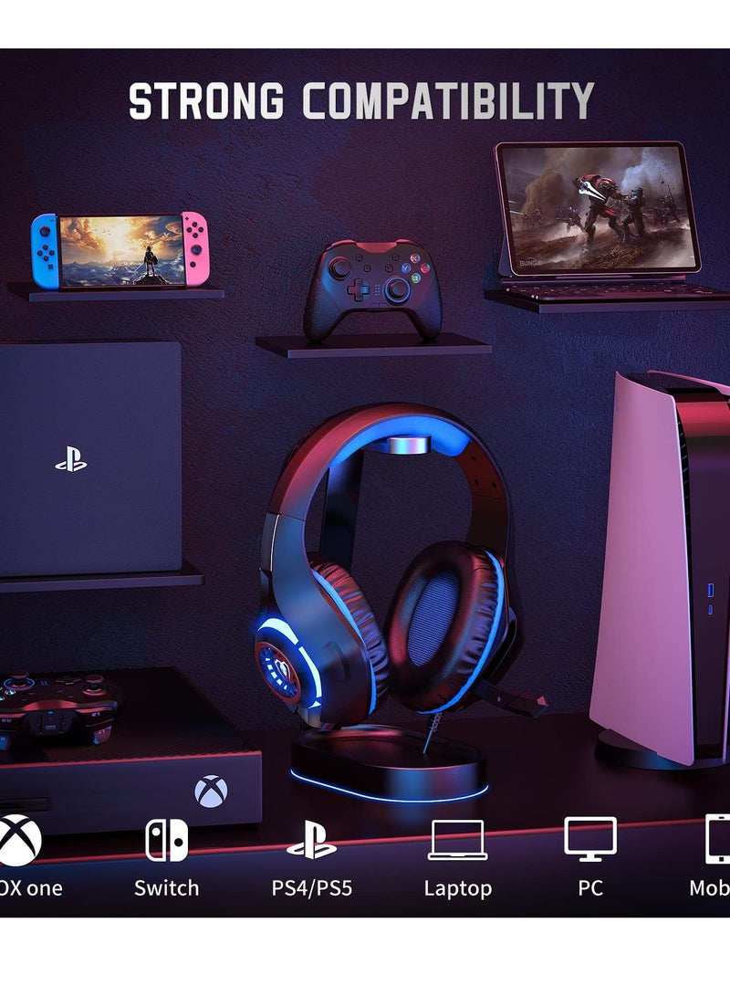 Multi-Platform Gaming Headset for PS4, PS5, Xbox One, Switch, and PC - Noise Cancelling Over-Ear Headphones with Microphone for Mac and Laptop, Featuring Deep Bass Stereo Sound. - Image 2