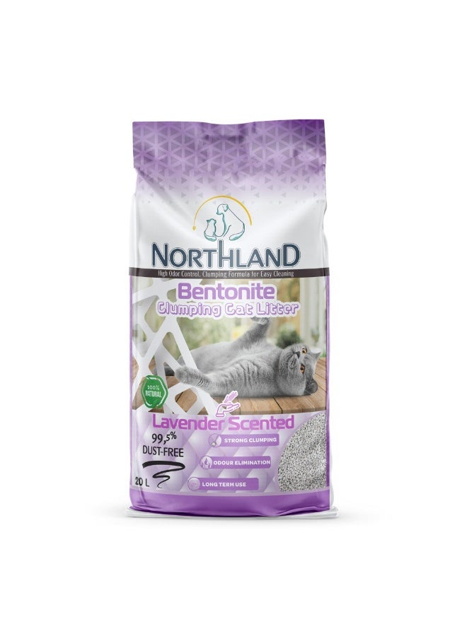 Northland Bentonite Clumping Cat Litter Lavender Scented 20L – Super Premium White Bentonite, Strong Clumping & Odor Control