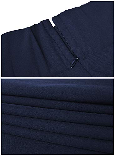 RANPHEE Long Flowy Skirts for Women Navy Blue Maxi Fit and Flare Elegant Dressy Casual Swing A Line Flattering Skirt to Hide Tummy M - Image 5