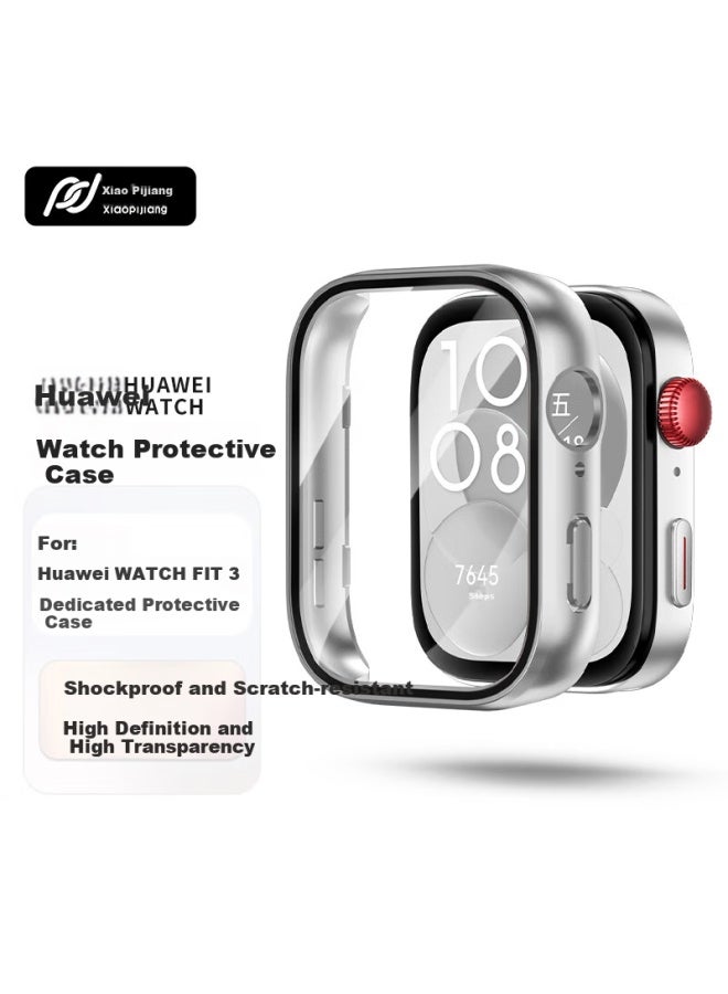 Xiaopijiang Protective Case For Huawei Fit3, Tempered Glass Screen Protector For Huawei Watch Fit3, Integrated Protective Cover, Full Protection Against Drops And Scratches