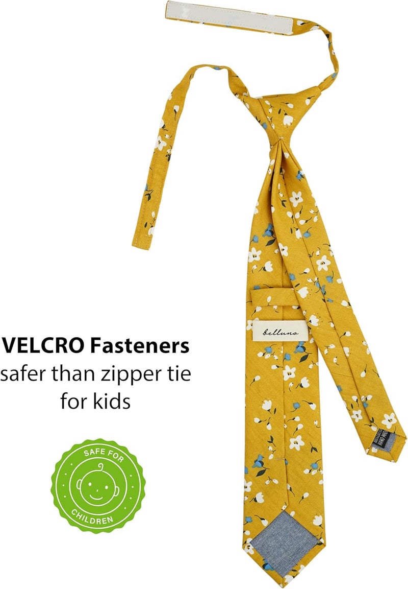 BELLUNO Boys' Floral Ties, Hook and Loop Pre-tied Flower Ties for Little Kids and Pre-teens - Image 1