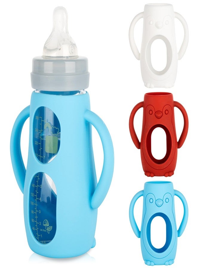 joyfeed Silicone Sleeves with Handles for Mam Glass Baby Bottles 9oz,Anti Breakage Baby Bottle Holder with Handles 3 Pack - Image 1