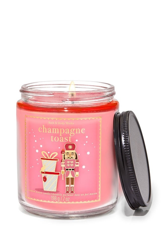 Bath & Body Works Champagne Toast Mason Single Wick Candle 