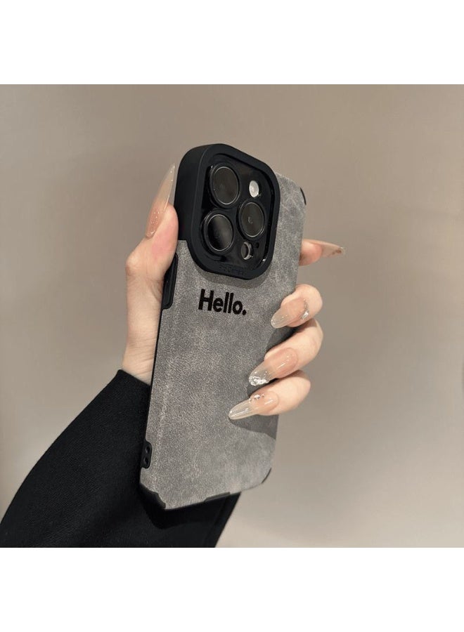 NIBEMINENT Hello Simple English Protective TPU Case Cover For iPhone 15 Pro Max, Gray