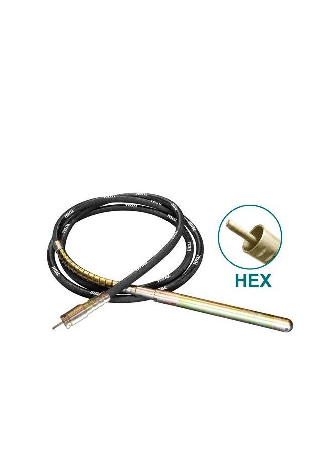 TOTAL - Total Vibrator Poker 38mm – 465mm Head Length, 6m Flexible Hose, 200Hz Vibration Frequency, HEX Coupling – Ideal for Concrete Vibrating – Compatible with TP630-12 & TP630-22 - Image 1
