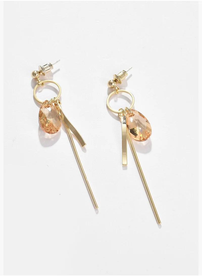 SOHI Gold Plated Designer Stone Drop Earring