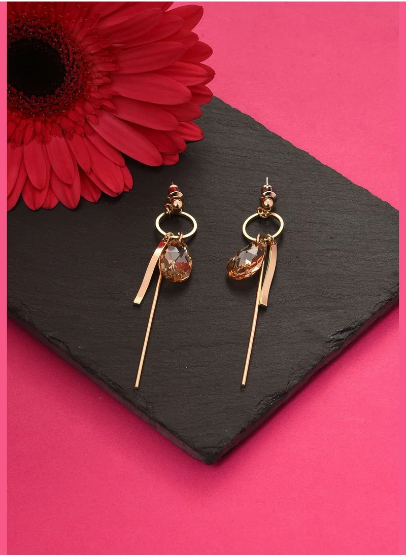 SOHI Gold Plated Designer Stone Drop Earring