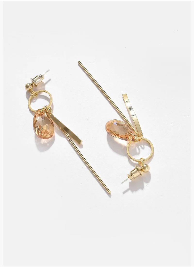 SOHI Gold Plated Designer Stone Drop Earring