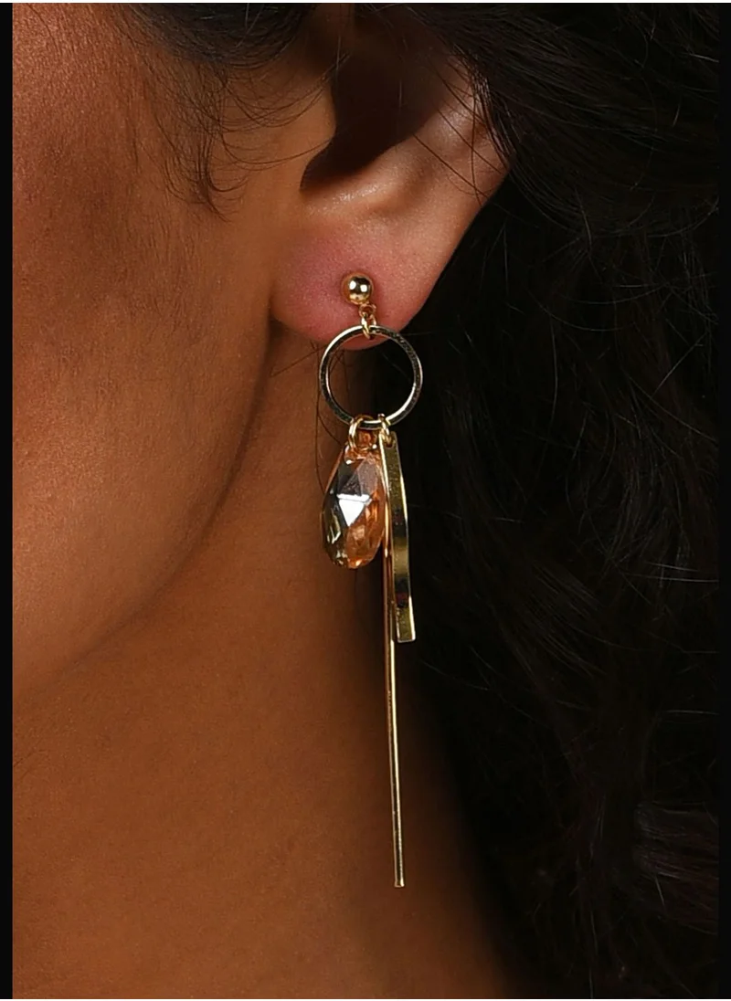 SOHI Gold Plated Designer Stone Drop Earring