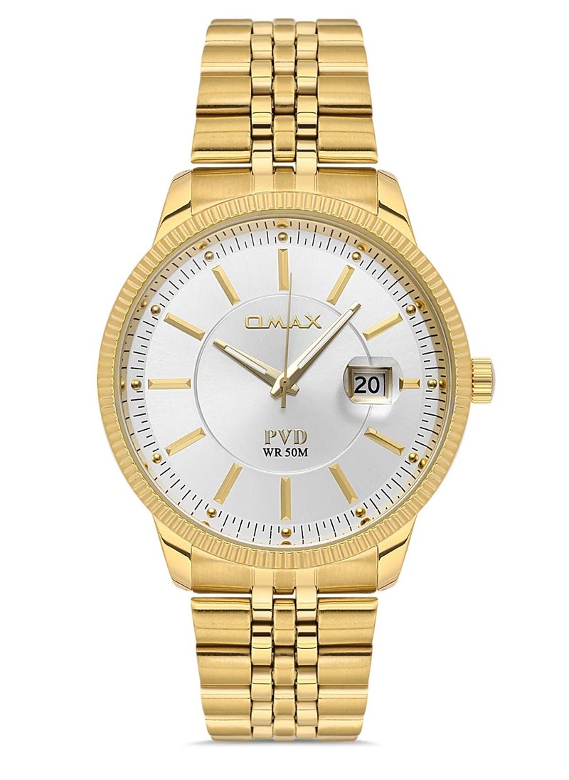 OMAX - Omax Men's Gold Luxury Wrist Watch, Watches for Men, Stainless Watches, Steel Band, Date White Round Dial, Waterproof Watch, 1 Year Warranty - Image 1